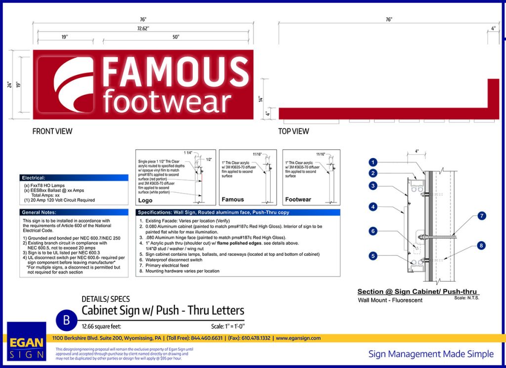 Famous Footwear Routed Sign